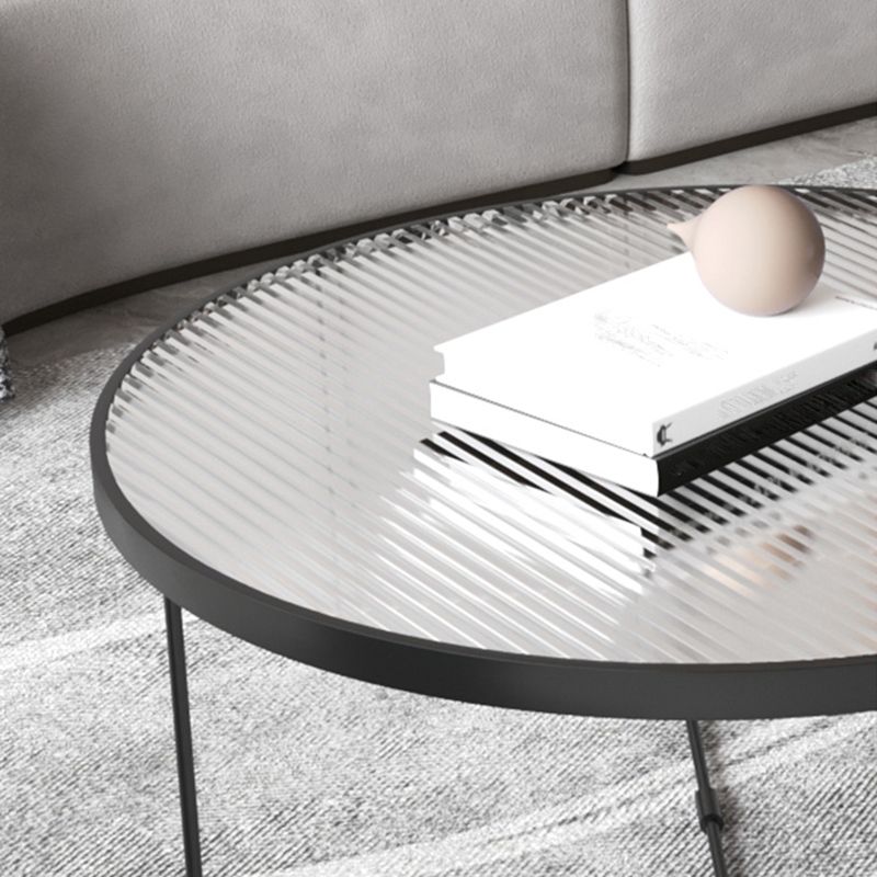 Modern Style Round Toughened Glass Table with Metal Cross Legs Coffee Table