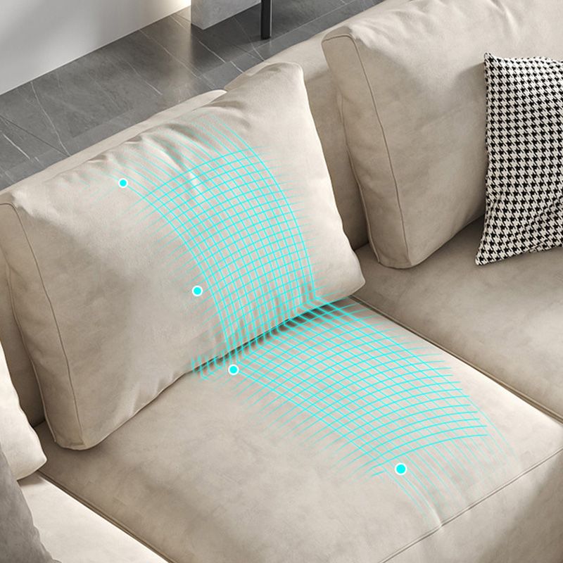 Square Arm Cream Cushion Back Sectional Contemporary Stain-Resistant Sofa