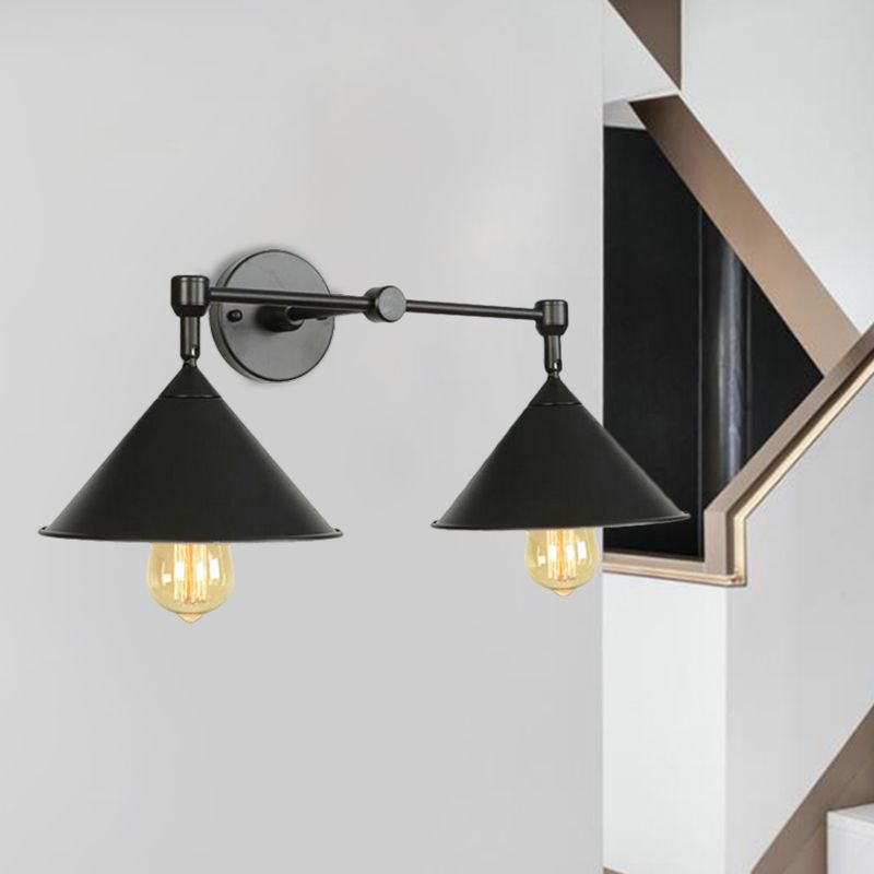 Zwei-Licht-Metall Wandleuchten kegelförmige antike Leuchtenlampe für Wohnzimmer Esszimmer