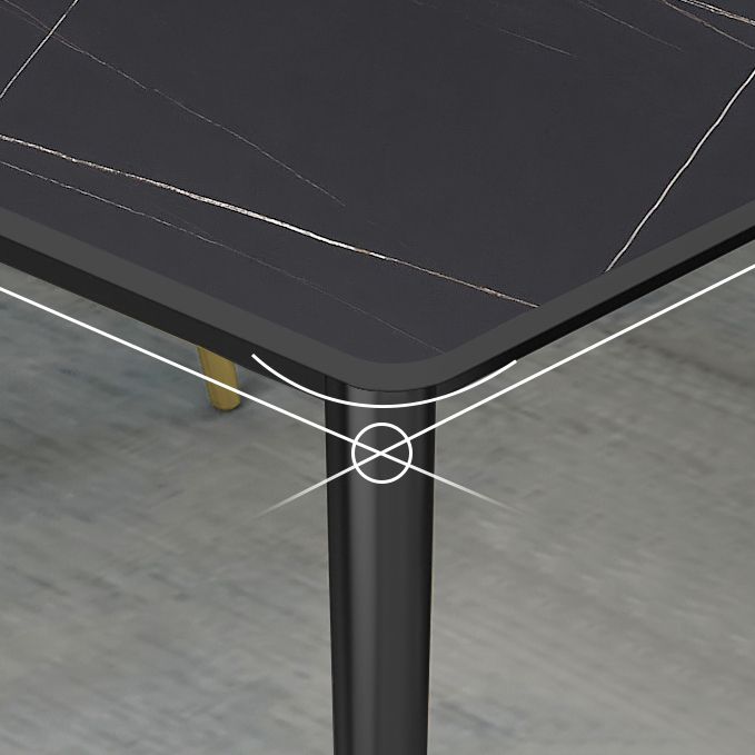 Modern Stone Top Dinette Set 1/2/4/5/7 Pieces Rectangle Dining Table Set in Black