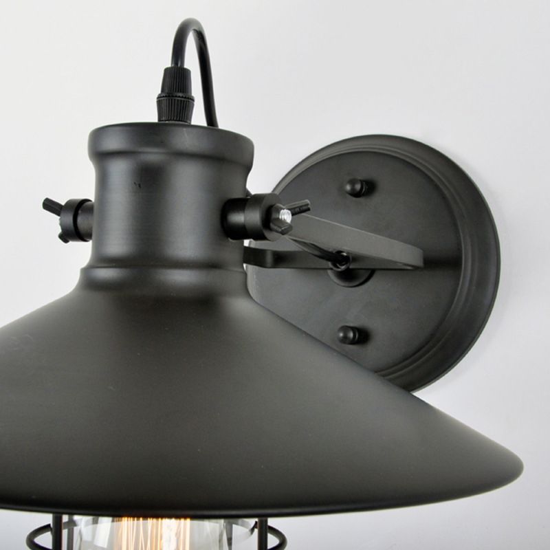 Adjustable 1 Light Saucer Sconce Wall Light American Industrial Style Metal Sconces