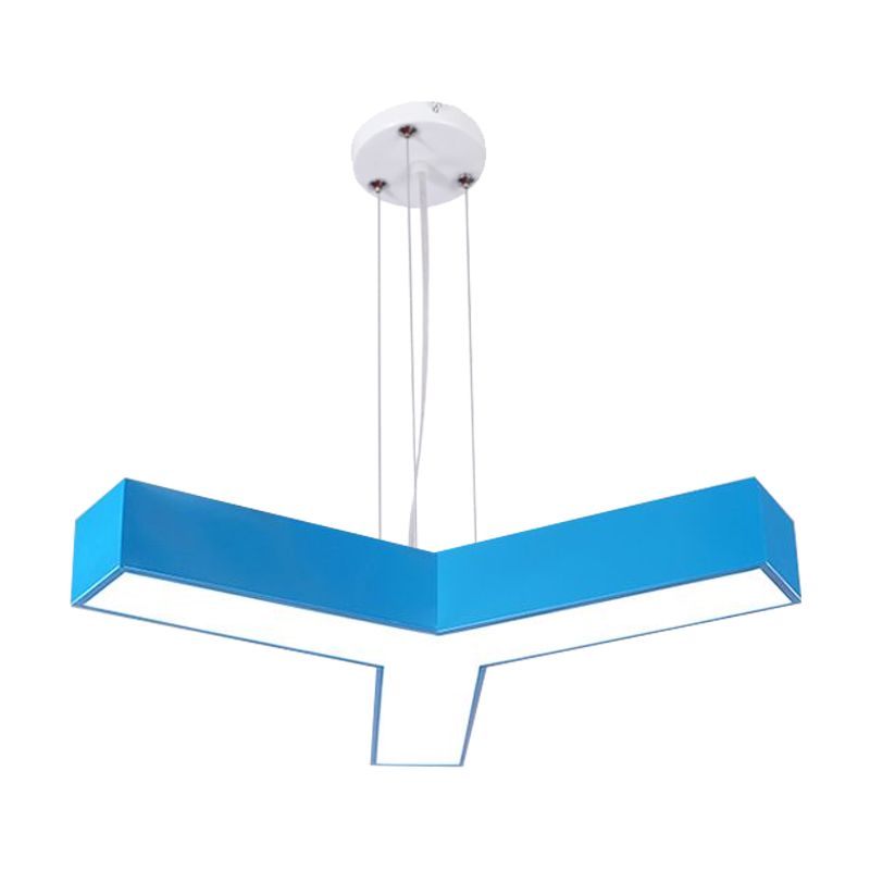 Il lampadario acrilico a forma di y illuminazione creativa sospensione bianca/gialla/blu a led per il ristorante