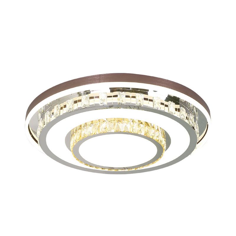 Stainless - Steel Layered Round Flushmount Modernst LED Crystal Flush Montato Light Fixture