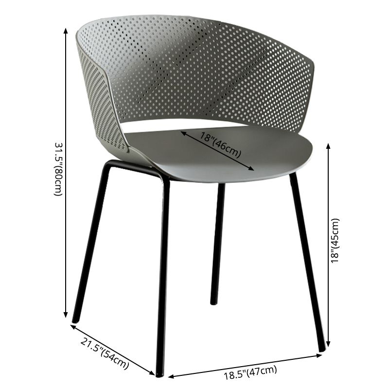 Eigentijdse stijl plastic eetwarmeloze stoel open rug eetkamerstoel voor huis