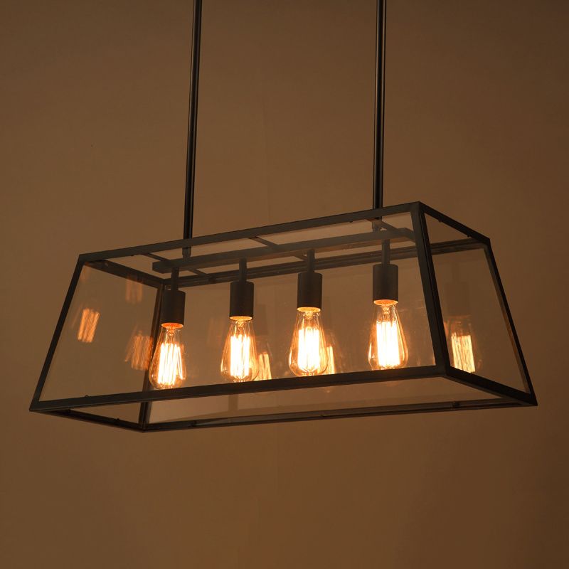 Industrial Trapezoid Island Lighting Metal Multiple-Light Island Pendant