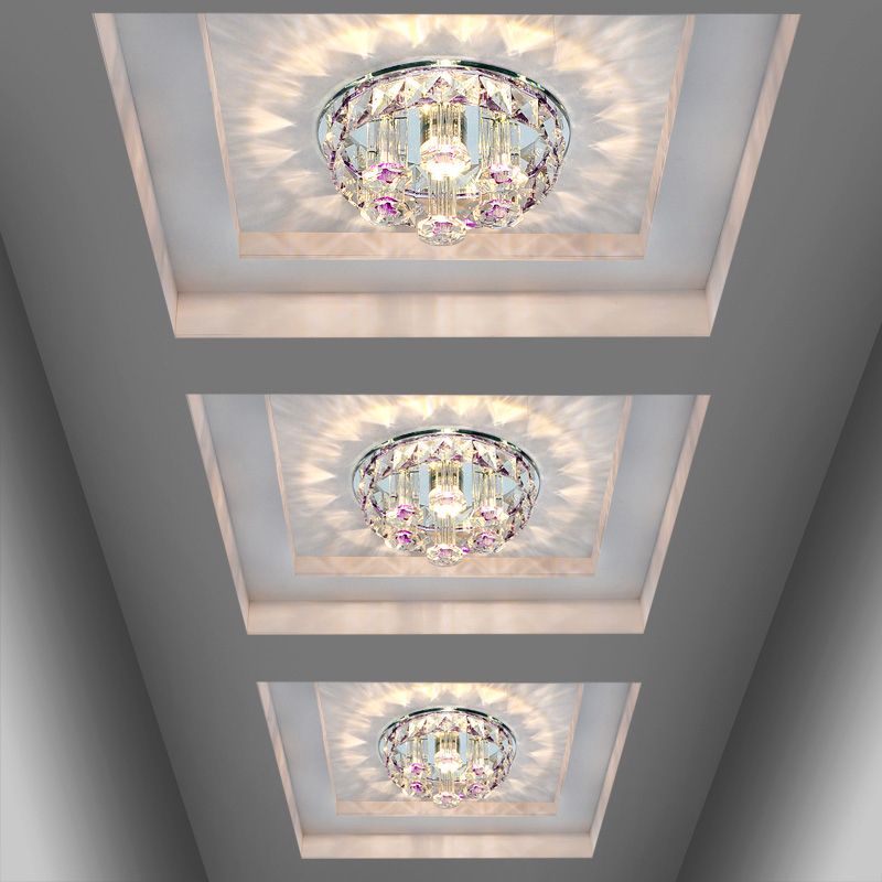 Prismatic Optical Crystal Round Flush Mount Minimalism Clear LED Flush Ceiling Light Fixture