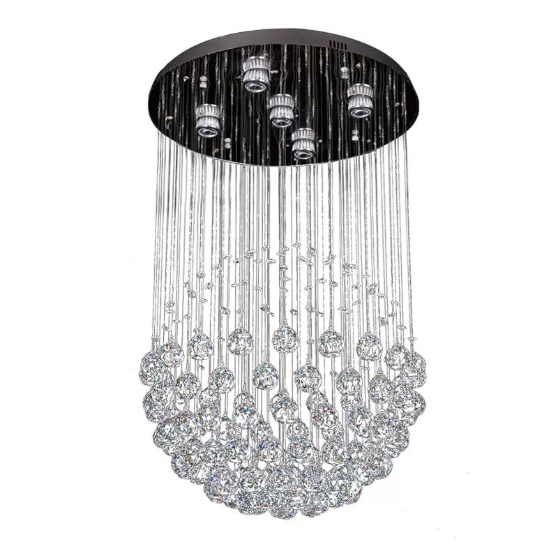 Crystal Sphere Ceiling Lamp Glam Modern 5 Lights Stainless Steel Flush Mount Lighting