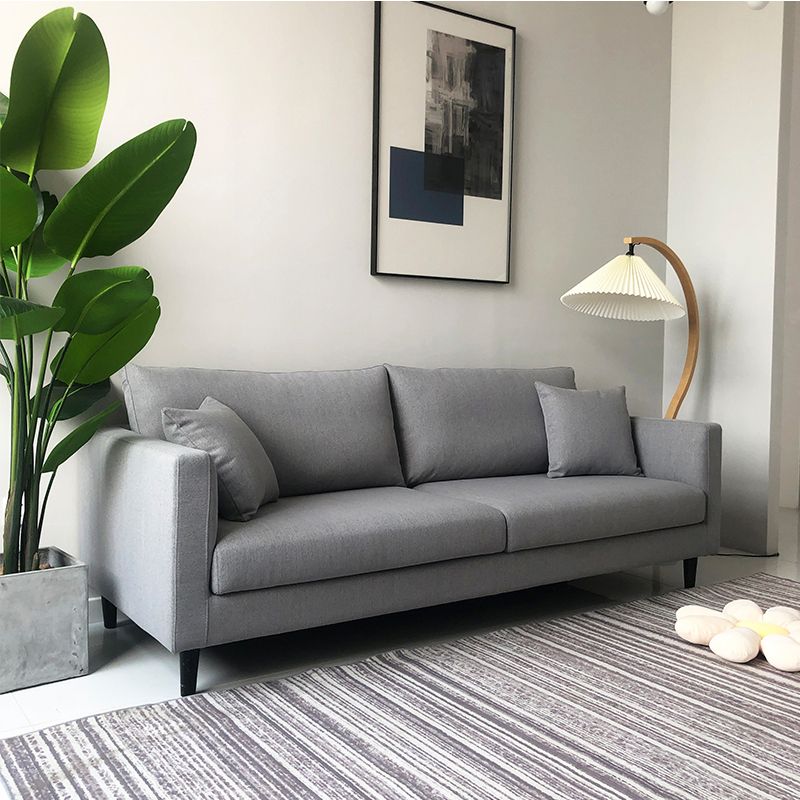 Contemporary Linen Tuxedo Arm Standard Sofa with Loose Back for Living Room