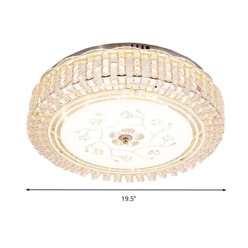 Tambour blanc Ceiling Light Fixture Modern K9 Crystal LED Flush Mount Light, 12 "/16" /19.5 " Wide