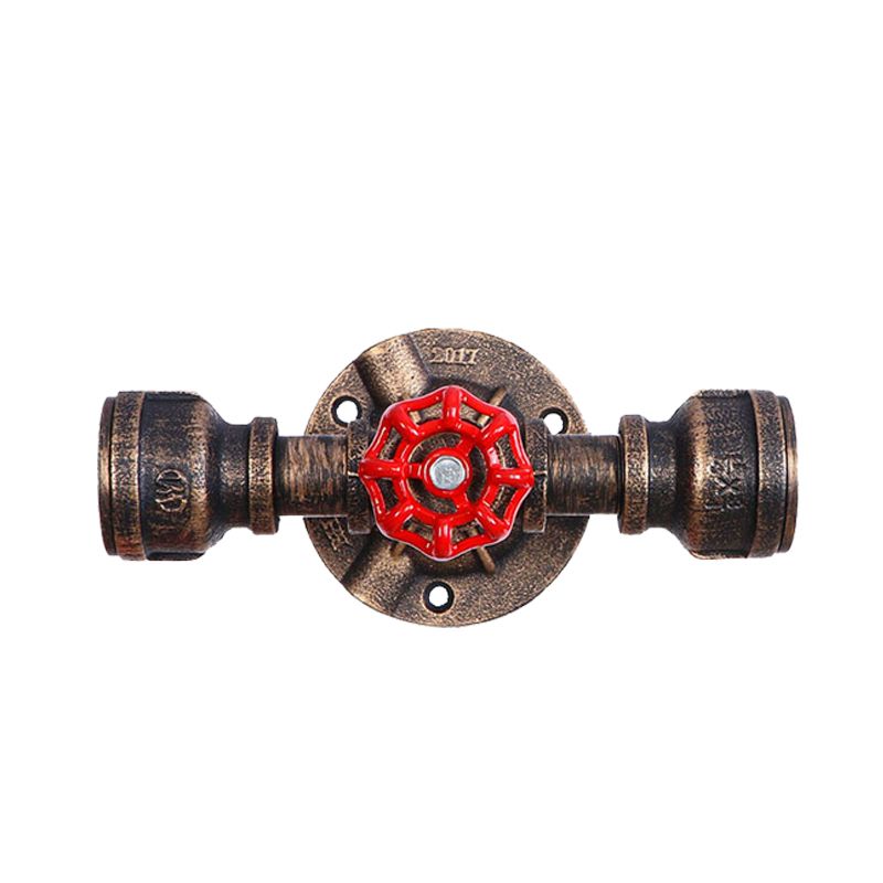 Bronze 1 Light Wall Sconce Antiqued Metallic Pipe and Valve Wall Mount Lamp, 8"/10" Wide