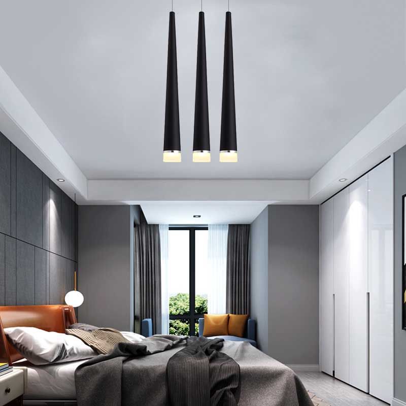White/Black Tapered Ceiling Light Metal Minimalist LED Pendant Light Fixture in White/Warm/Neutral