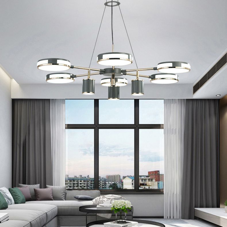 Sputnik LED Chandelier Creative Minimalist Acrylic Grey Hanging Light for Living Room