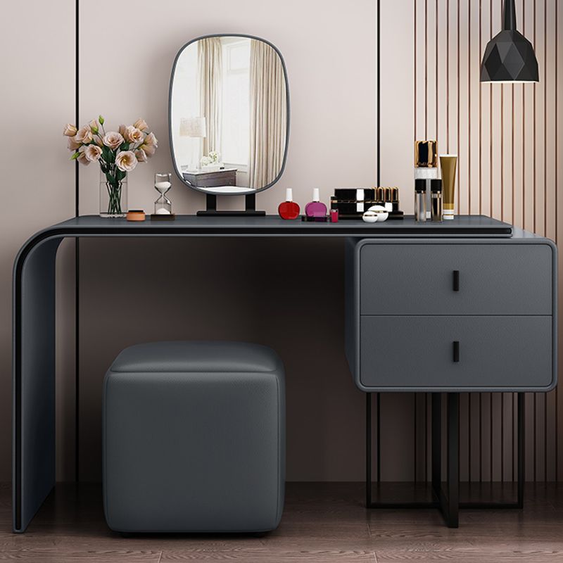 Glam Wooden Vanity Dressing Table Set 2-Drawer Makeup Vanity Desk Table