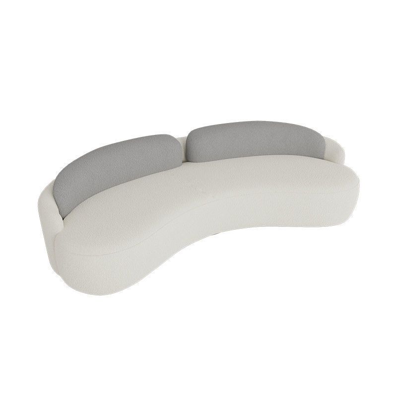 Scandinavian 39.4-In D Curved Sofa Wool & Faux Leather Simple Sofa