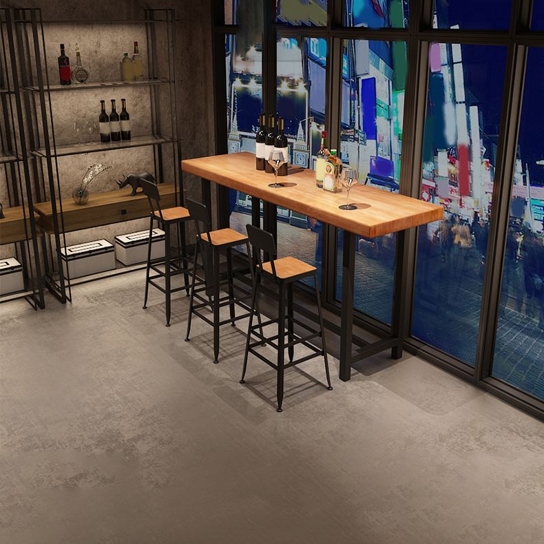 Industrial Rectangle Pub Table Set 1/4/6/7 Pieces Solid Wood Bar Set for Indoor