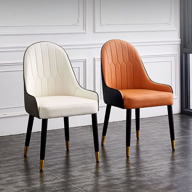 Scandinavian Solid Back Arm Chairs Upholstered Dining Chairs for Kitchen