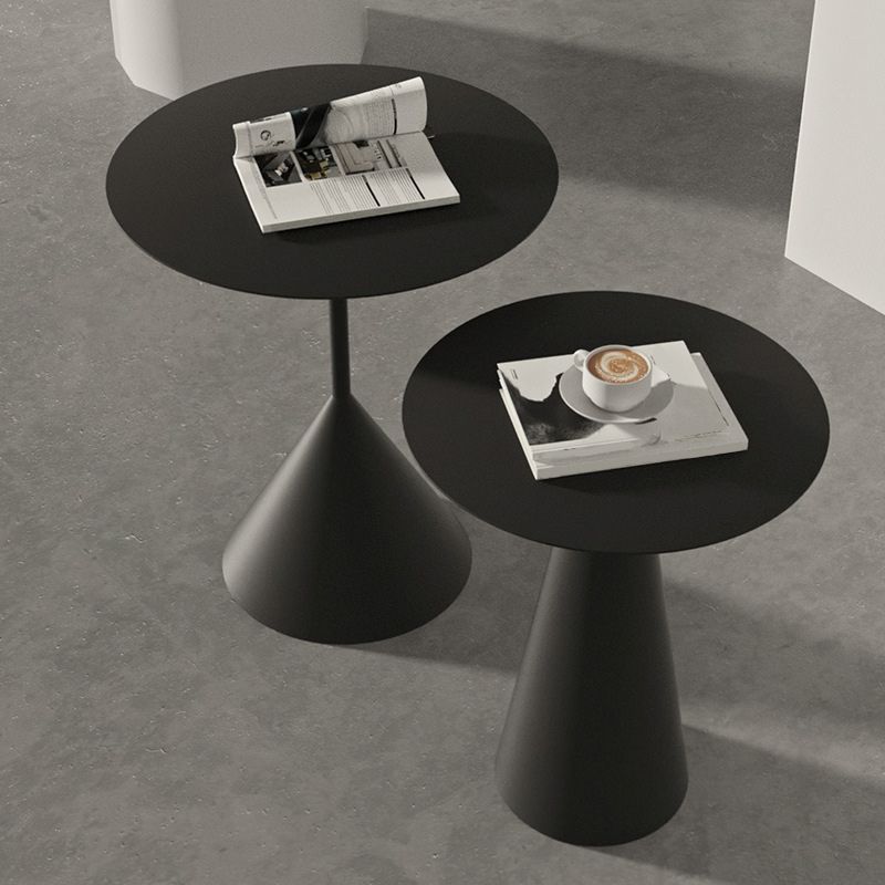 Pedestal Metal Coffee Table Round Black/White Cocktail Table