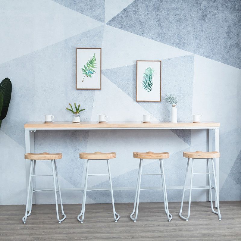 Natural Solid Wood Bar Table Modern Dining Table for Kitchen Living Room