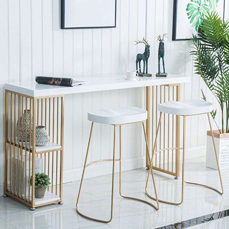 Glam 1/3 Pieces Bar Table Set Rectangle Wood Counter Table with Stools for Dining Room