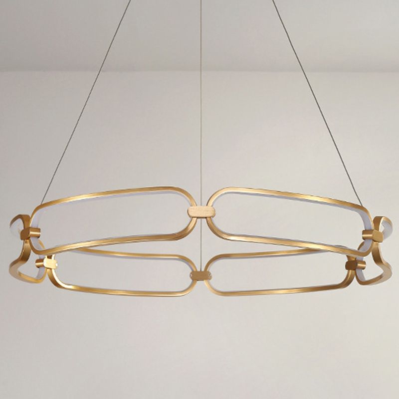 Luz de araña colgante de círculo Minimalismo de la sala de estar de metal Led colgante en oro