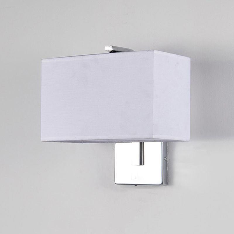 Metal Modern Wall Sconce Rectangle Shape Wall Light with Fabric Shade for Living Room