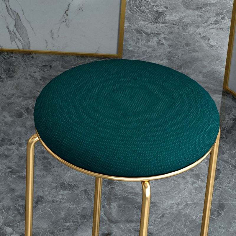 Standard Glam Velvet Ottoman Round Mildew Resistant Plain Ottoman