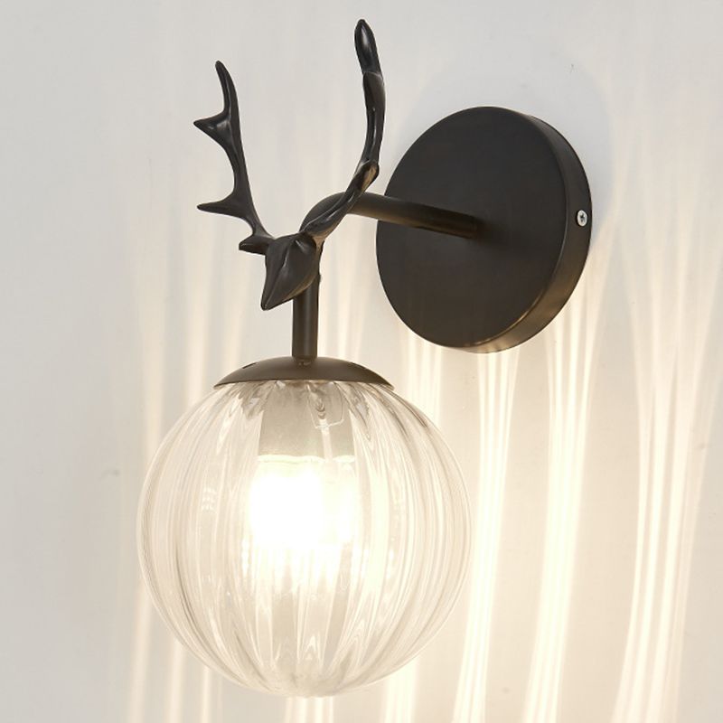 Antler in metallo Design Lampada da muro a parete Simplicità Nordic Orb Glass Sconce Lights per soggiorno corridoio