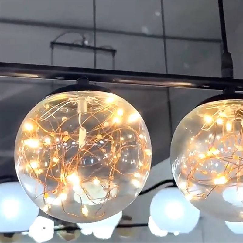 Modern LED Hanging Light Glass Round Island Light Fixture for Kitchen