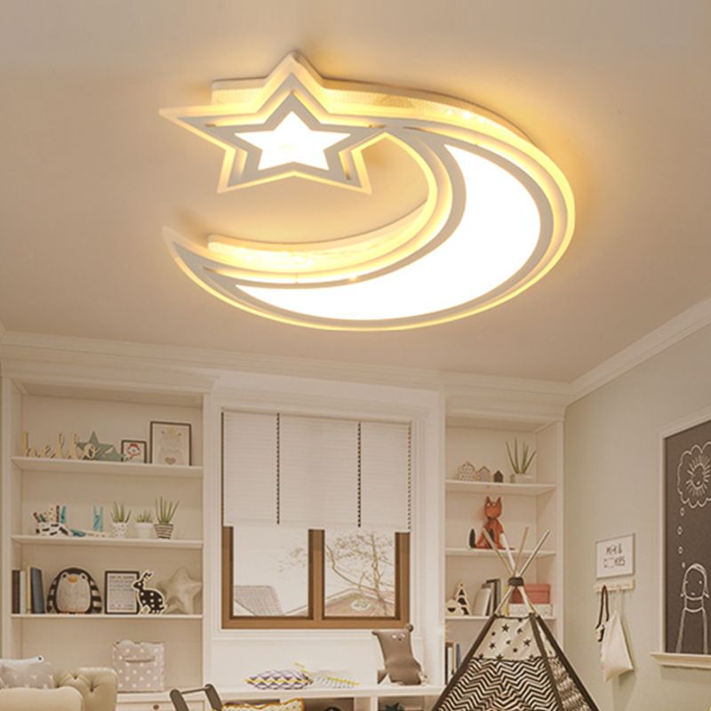 Crescent en Star Flush plafondlamp Cartoon acryl LED-plafondlamp voor meisjesjongensslaapkamer