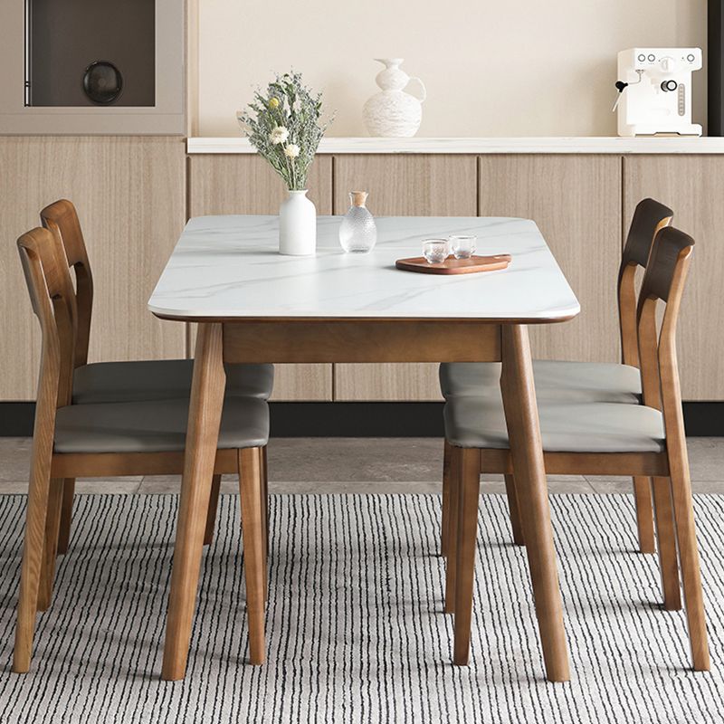 Table de salle à manger en pierre extensible rectangulaire Table de dinette de luxe traditionnelle à 4 pieds