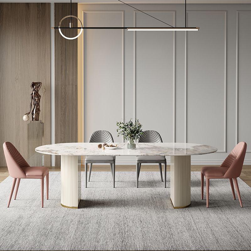 Traditional Luxury Furniture Oval Double Pedestal Dining Room Table for Home