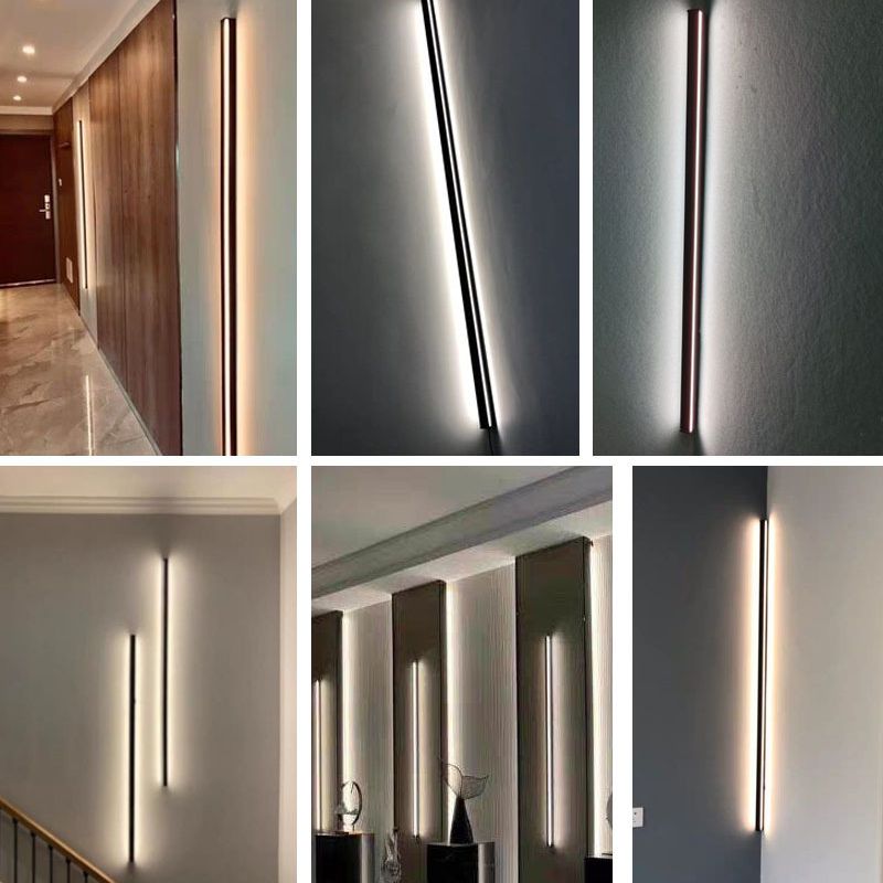 1-Light Linear Wall Sconce Modern Simple Style Metal Wall Lighting in Black