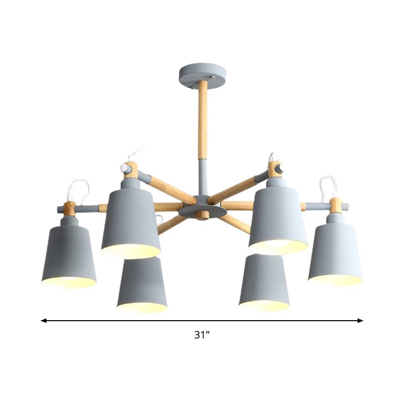 Macaroon Hanging Lamp Fixture Tapered Shade Metal Hanging Lights for Living Room