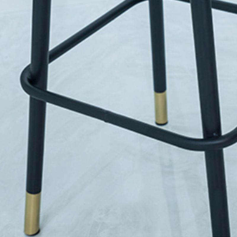 Nordic Backrest Armless Counter Stool Iron Kitchen Bar Stool with Pedal and Cushion