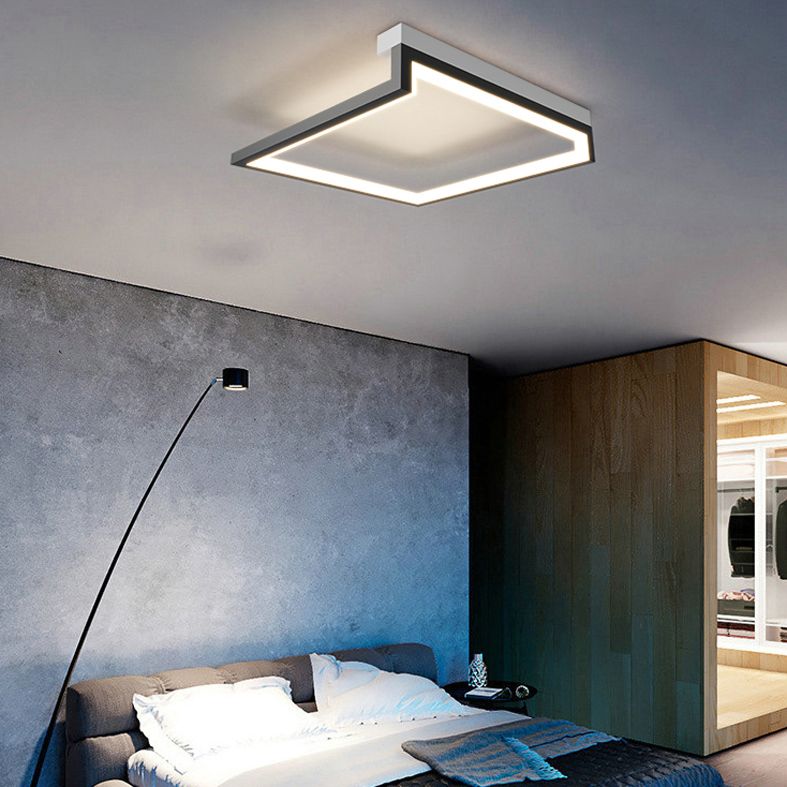 Black Minimalism LED Ceiling Square Light Square Cube Flush Mount Lamp for Bedroom