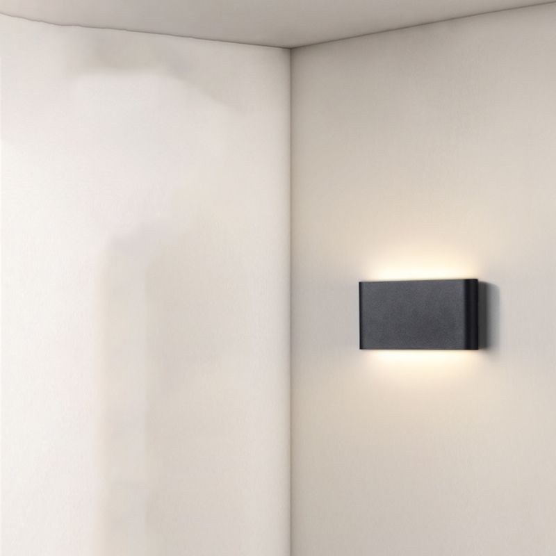 Contemporary LED Wall Mount Fixture in Dark Black / White Rectangle Wall Sconce