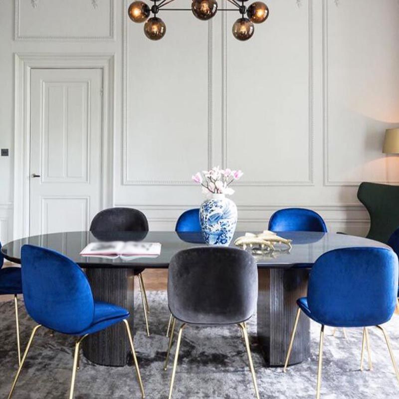 Modern Wood Oval Black Dinette Table Wood Base Dining Table for Living Room