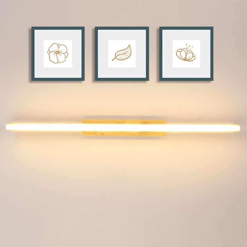 Wood Linear Vanity Wall Sconce Modern Style 1 Light Vanity Lighting Fixtures