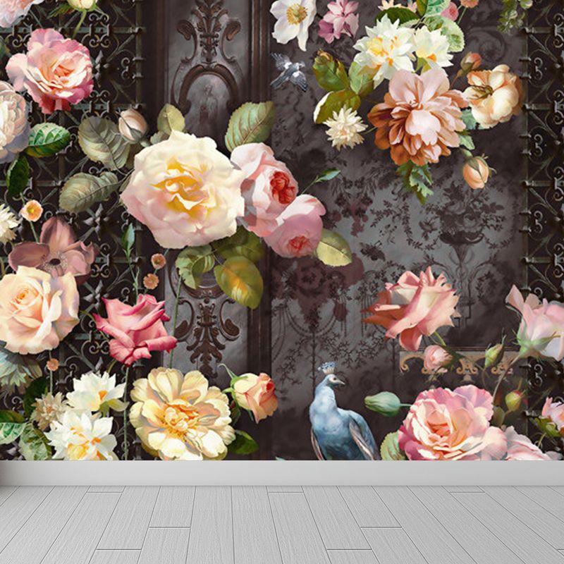 Contemporary Flower Print Mural Pastel Color Florentine Wall Art, Made to Measure