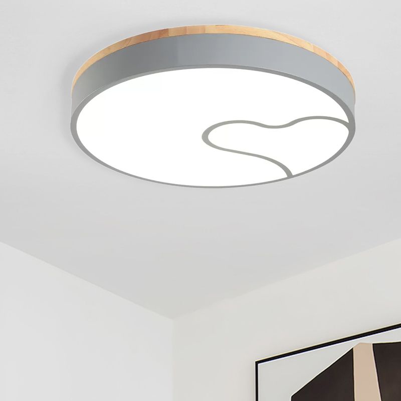 Led Nordic Flush Light met Metal Round Shade Groen/Grijs/Wit Plafond Flush Lamp in Warm/Wit