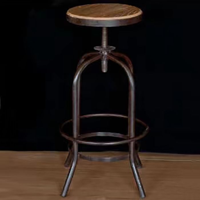Modern Armless Counter Stool Metal Bar Stool with Wooden Seat