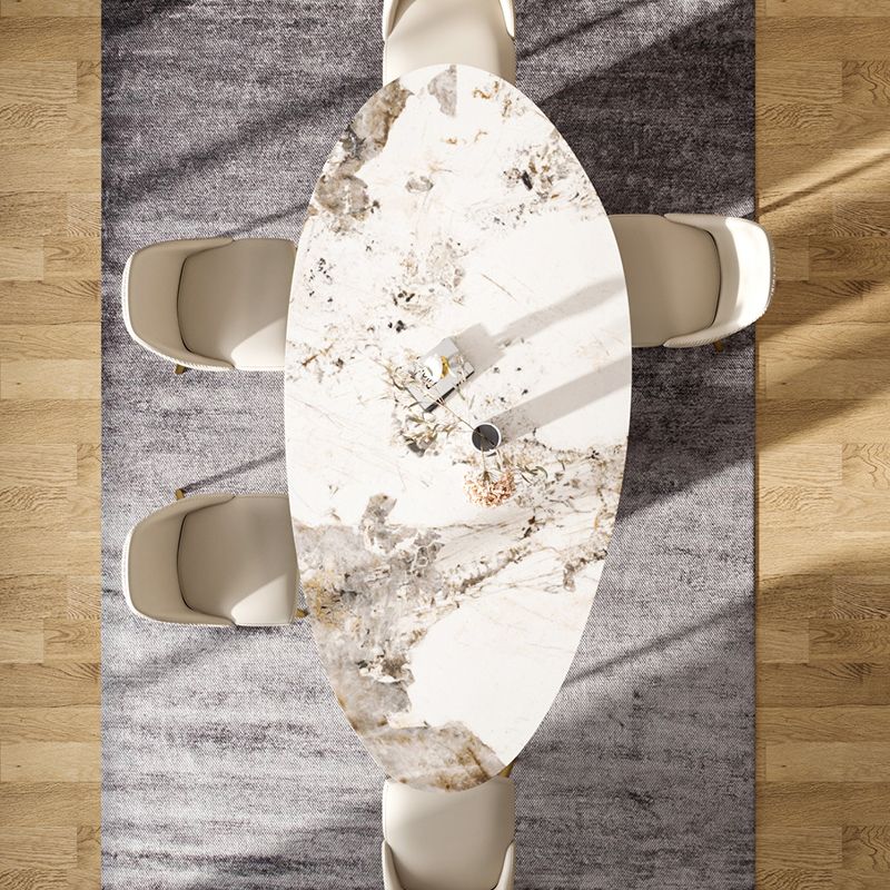 Metal Traditional Luxury Oval Indoor Table Sintered Stone Table with 3 Legs