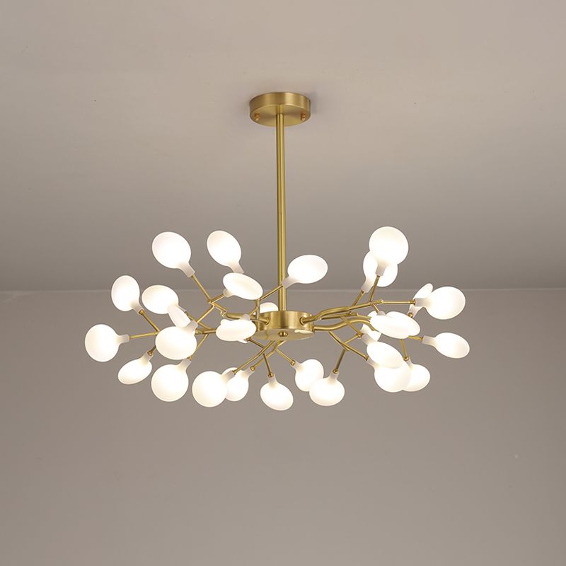 Leaf-Shaped Chandelier Light Modernist Metal LED Brass Pendant Lighting Fixture