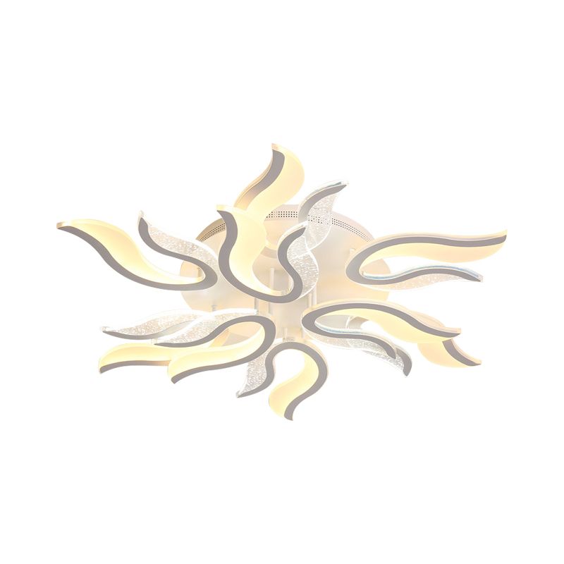 Creative Modern Flame Flower Ceiling Fixture Acrylic Bedroom LED Semi Flush Mounted Lamp in Warm/White Light, 31.5"/39"/49" Wide