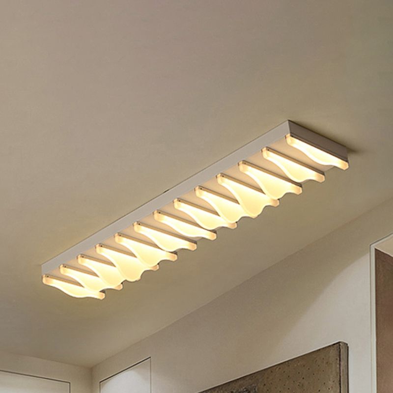 16"/23.5"/31.5" Wide Acrylic Rectangular Ceiling Flush Light Fixture Modern LED White Flushmount in Warm/White Light