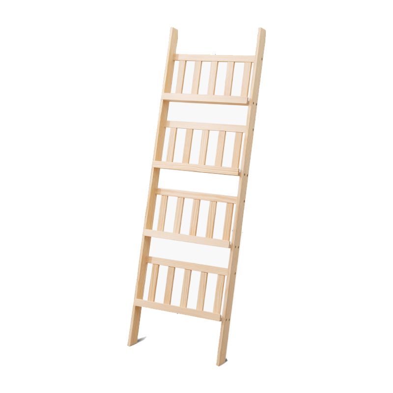Modern Style Solid Wood Bookshelf Open Back Ladder Bookcase for Home