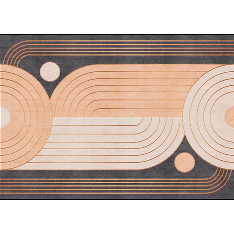 Orange and Grey Novelty Rug Polyester Swirl Stripe Pattern Rug Washable Non-Slip Backing Carpet for Living Room