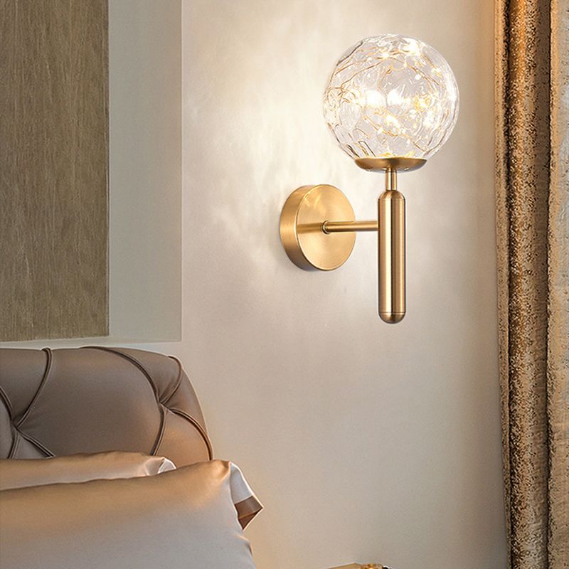 Estilo moderno de forma esférica de vidrio apliques de pared 1 iluminación de pared de luz para junto