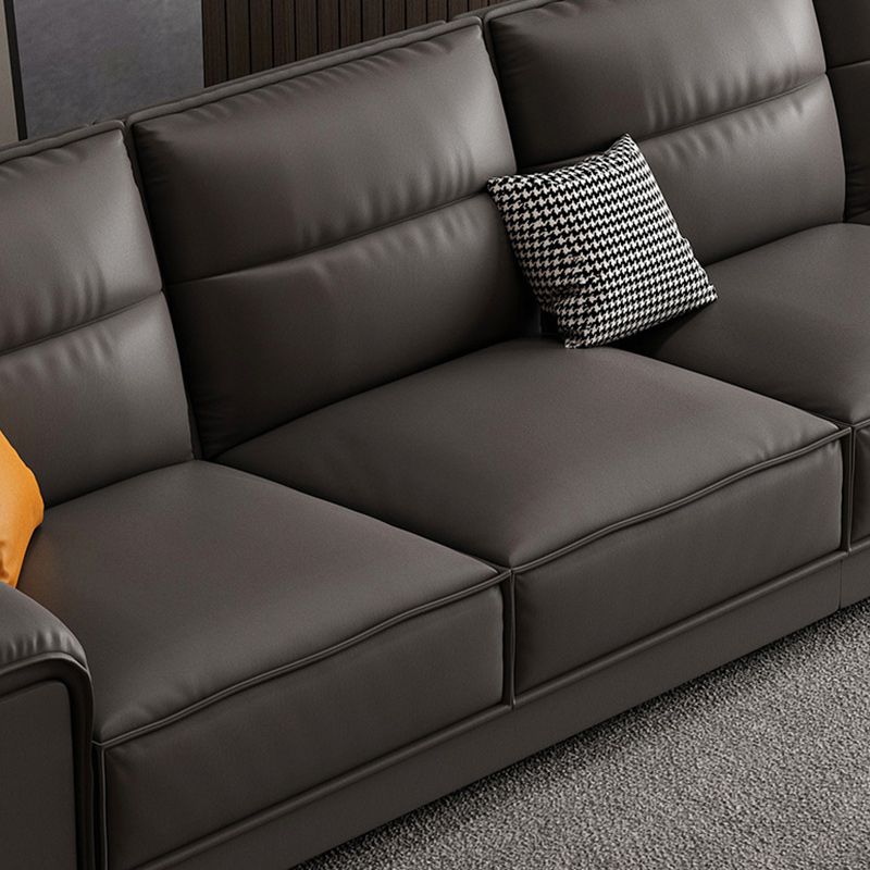 70.87" Faux Leather Pillow Top Arm Sectionals - Grey Sectional Couch