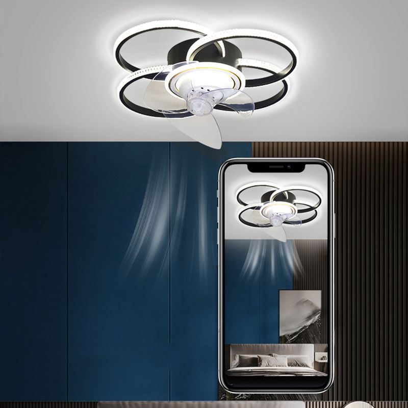 Geometric Shape Metal Ceiling Fan Modern Style Multi Lights Ceiling Fan Lamp